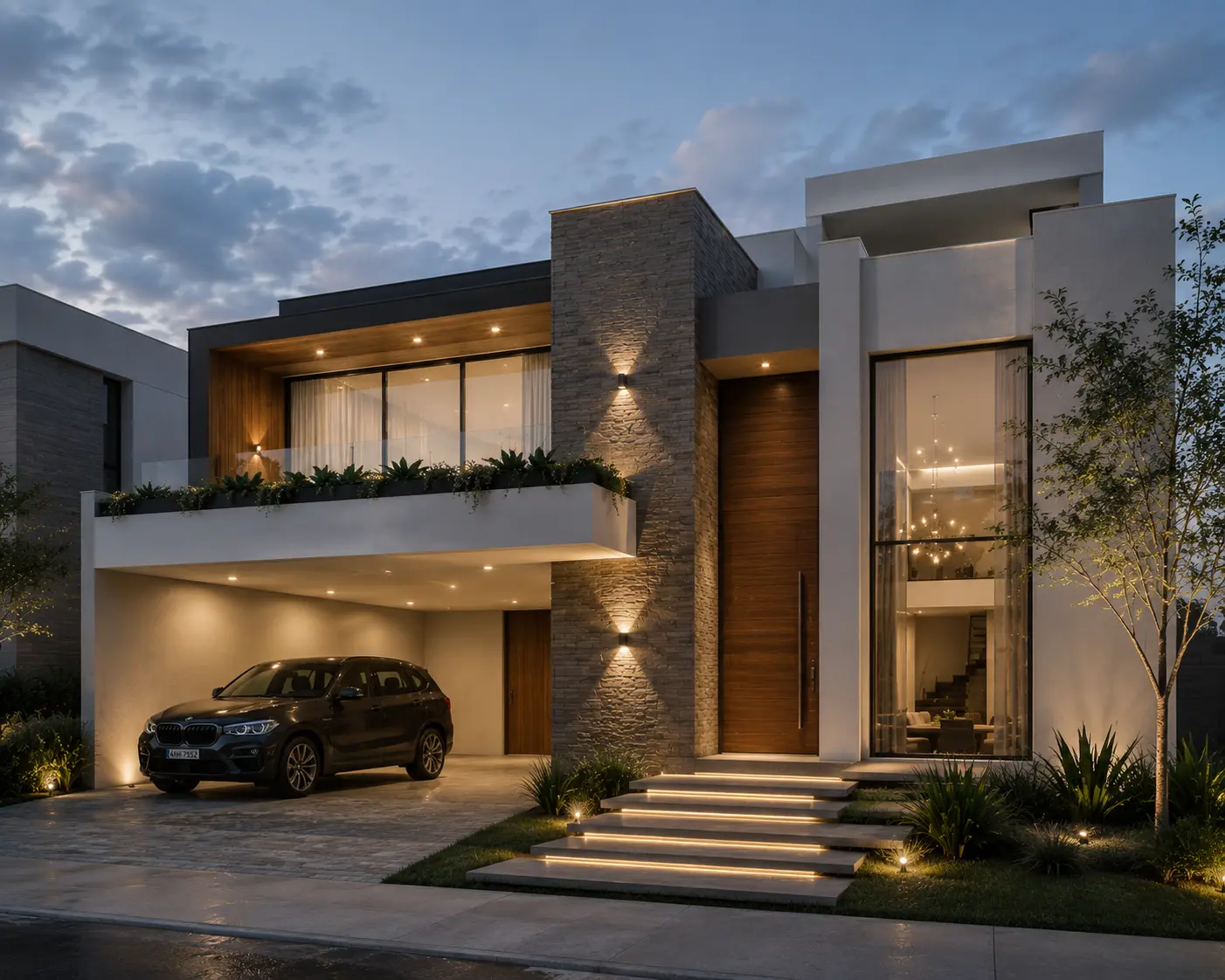 Casa moderna renderizada con nivel ultra realista.