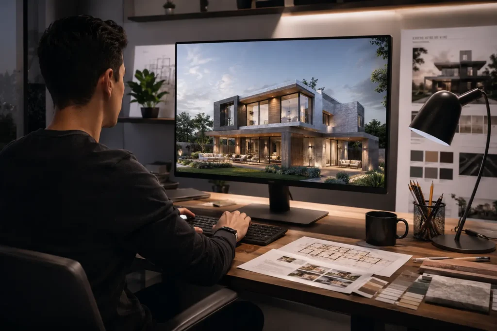 Visualización 3D en Tunja con render arquitectónico hiperrealista realizado por ORIX ARQ