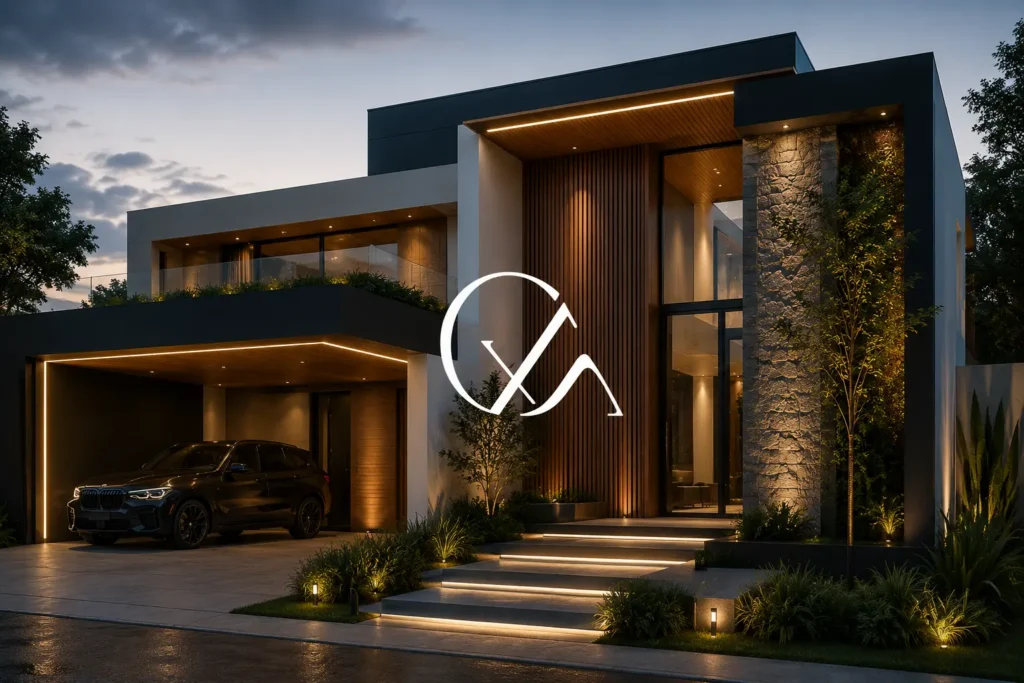 Diseño arquitectónico de casas modernas desarrollado por ORIX ARQ con visualización arquitectónica 3D