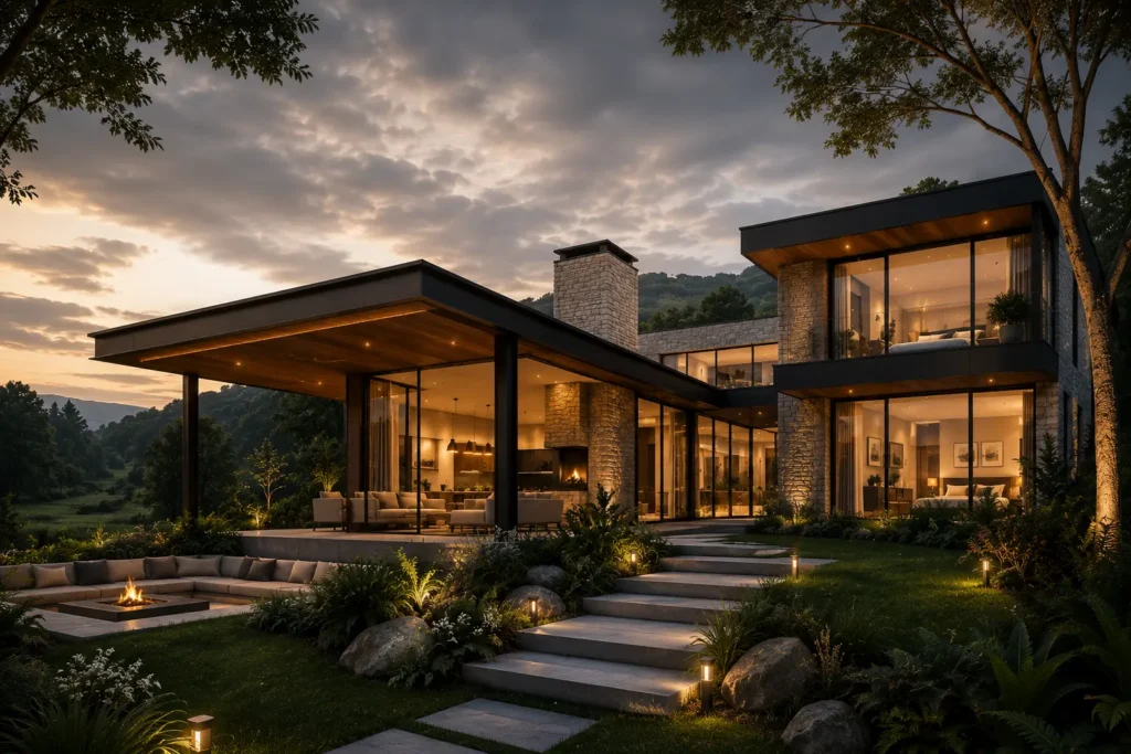 Diseño arquitectónico de vivienda campestre moderna desarrollado por ORIX ARQ con visualización arquitectónica 3D